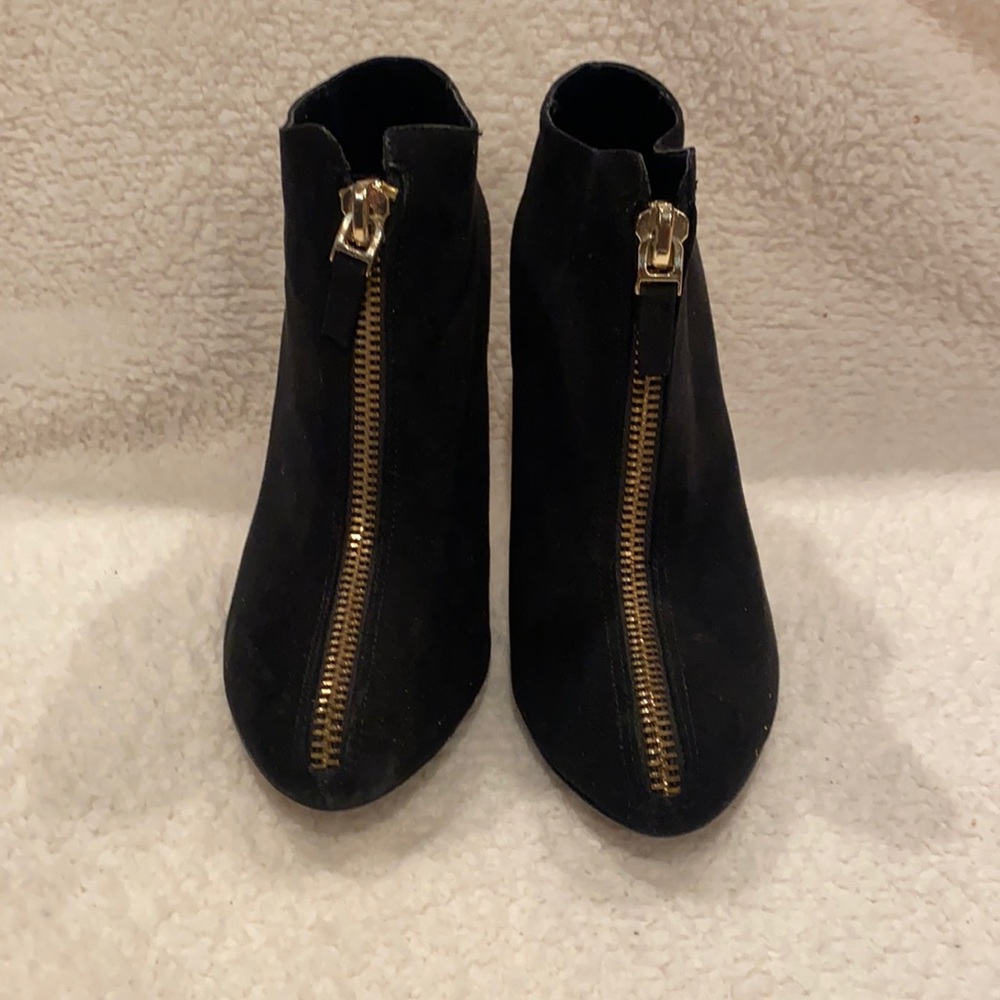 Zara Black Zip Front Black Suede Boots…Sz 9.5(41)
